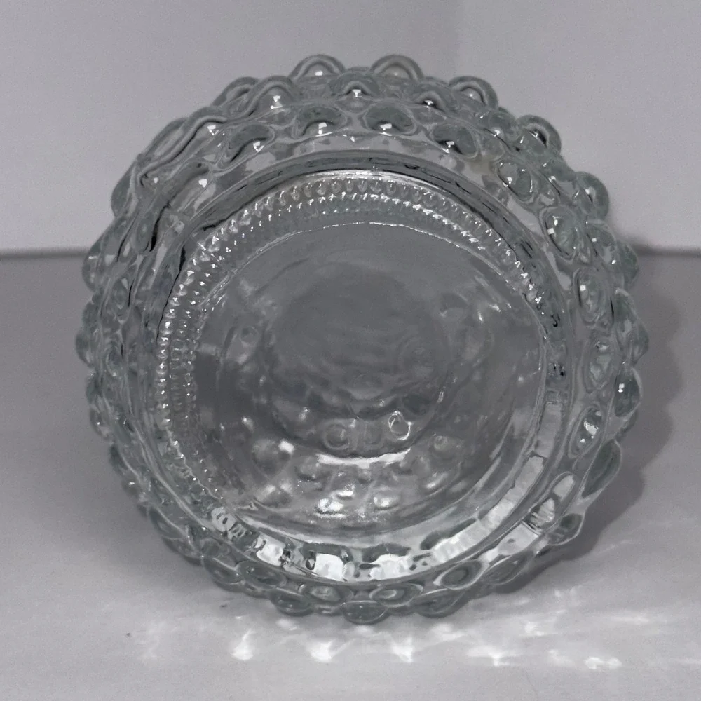 Vintage Clear Glass Hobnail Bulbous Bud Vase 7.75 In MCM Retro Tablescape Decor